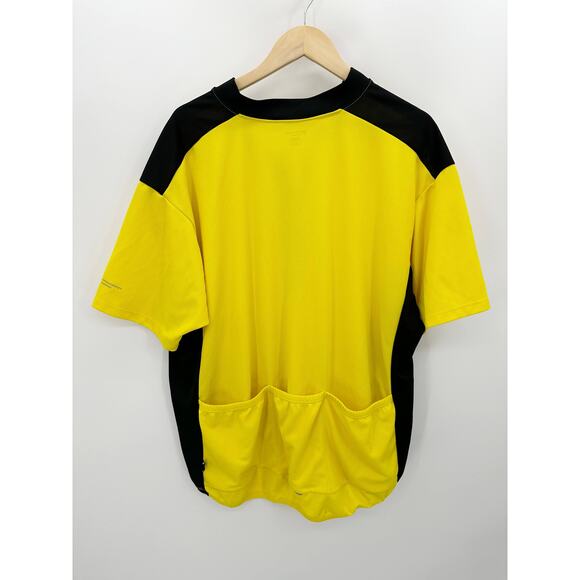 Aero Tech Designs Cyclewear Shirt Men XXL Yellow Black 3/4 Zip Short Sleeve Bike - Picture 2 of 8